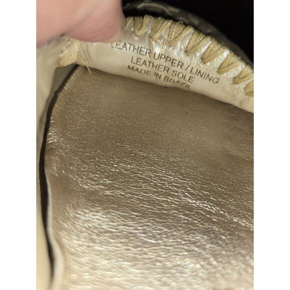 JACK ROGERS SZ 6M METALLIC CHAMPAGNE LEATHER BALLET FLATS FLORAL SHOES - Picture 7 of 7